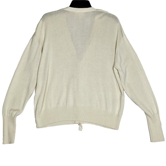Cinq À Sept Tous Les Jours Gaetana Ruffle Cardigan Cream Sz Medium Cashmere Silk - Picture 3 of 4